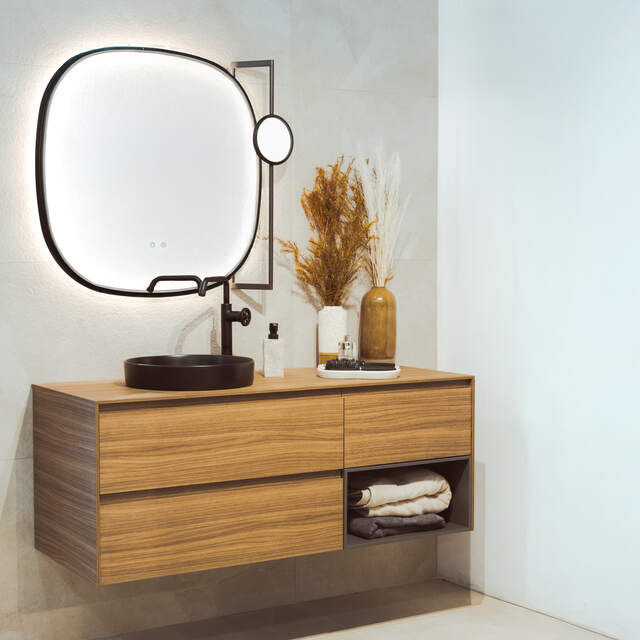 Miroir rond rétro-éclairé — Éclairage & finitions