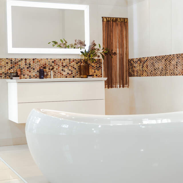 Baignoire & frisé mosaïque — Ambiance salle de bain