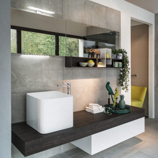Vasque ambiance sombre & végétaux — Espaces déco