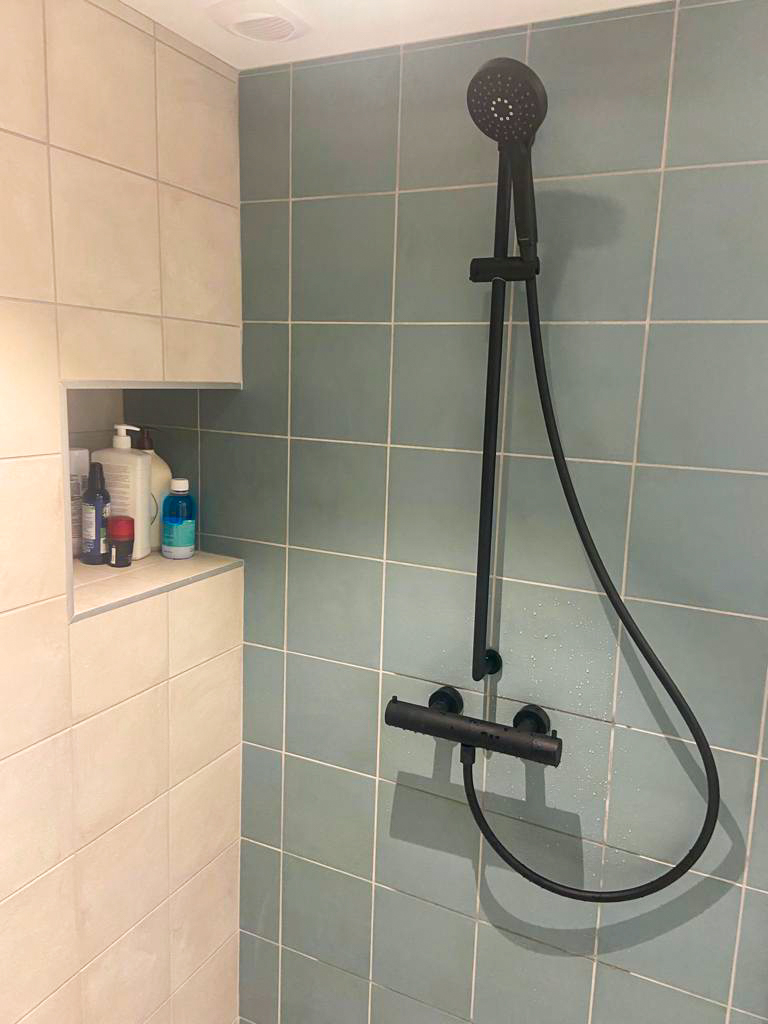 Salle de bains rénovée, baignoire remplacée par une douche, Cernex, juillet 2023 : photo 4